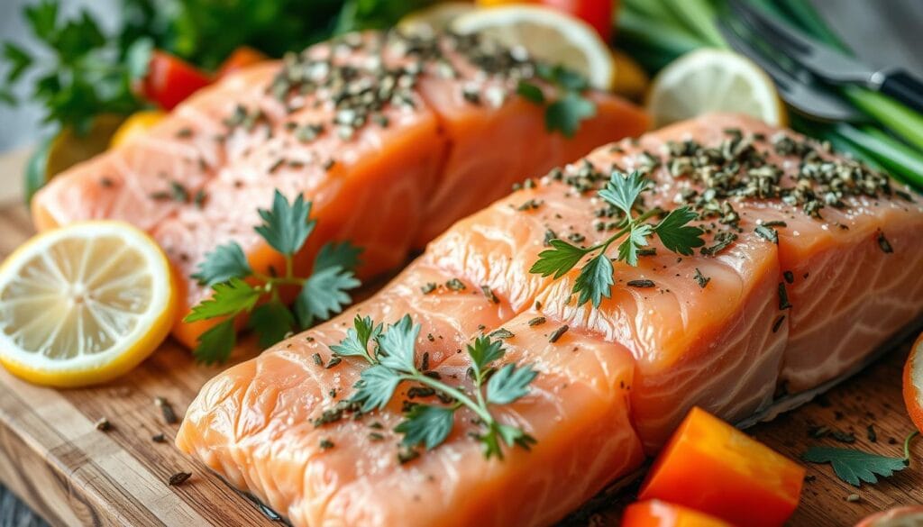 Fresh salmon ingredients