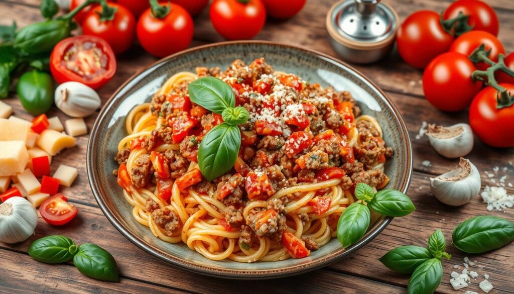 Ground Beef Orzo with Tomato Cream Sauce