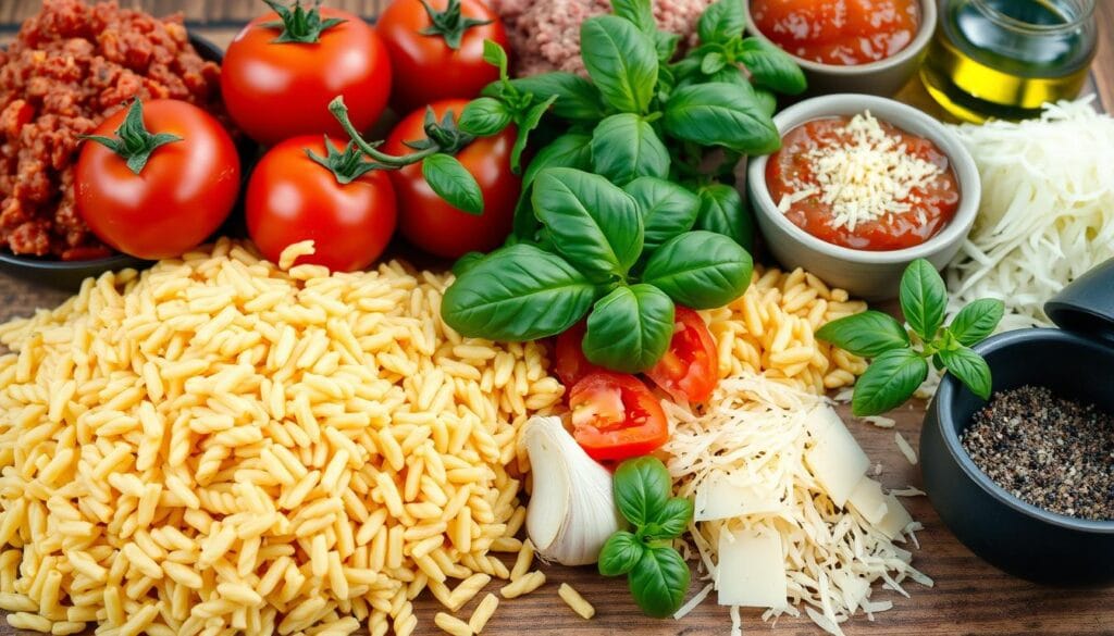 Ingredients for orzo dishes