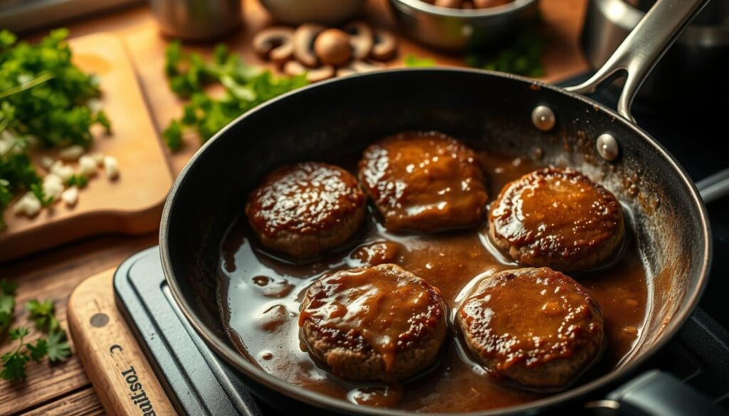 Salisbury Steak cooking process