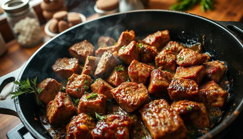 Searing beef for beef stew