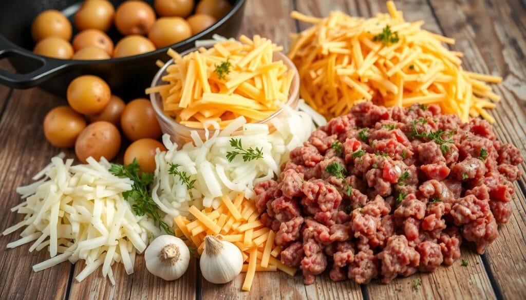 ingredients for cheesy potato bake