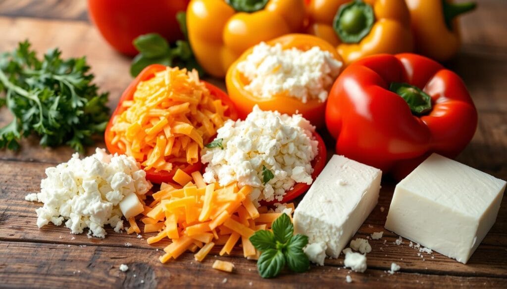 Cheese toppings for stuffed peppers