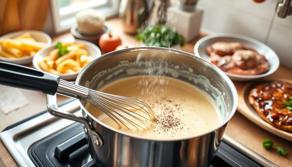 Creamy Alfredo Sauce Preparation